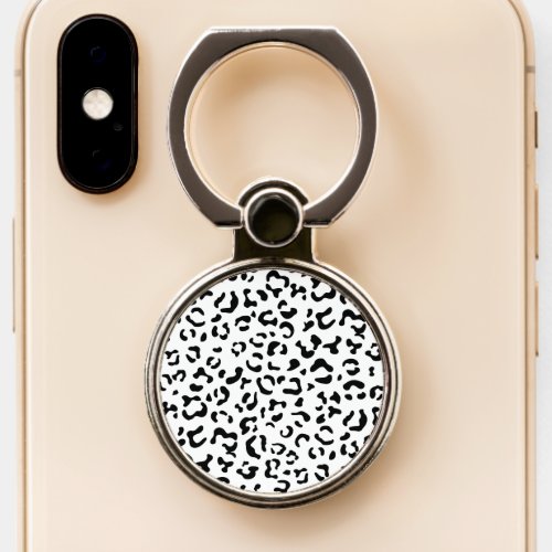 Leopard Print Leopard Spots Black And White Phone Ring Stand