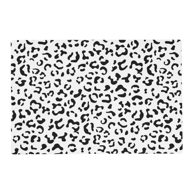 Leopard Print, Leopard Spots, Black And White Placemat (Front)