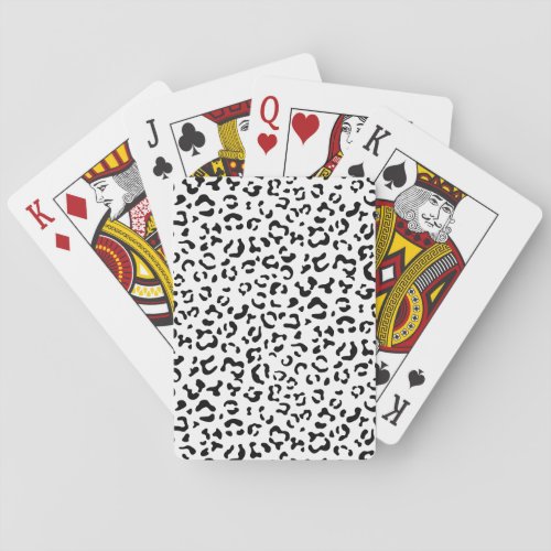 Leopard Print Leopard Spots Black And White Poker Cards