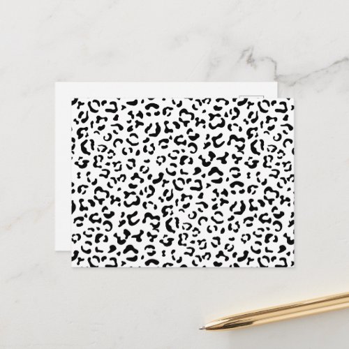 Leopard Print Leopard Spots Black And White Postcard