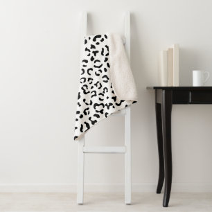 Leopard Print, Leopard Spots, Black And White Sherpa Blanket