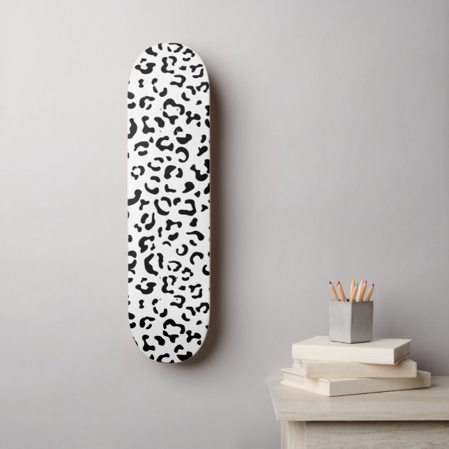 Leopard Print, Leopard Spots, Black And White Skateboard (Wall Art)