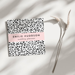 Leopard Print, Leopard Spots, Black And White Square Business Card