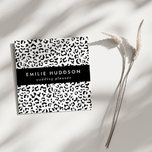 Leopard Print, Leopard Spots, Black And White Square Business Card