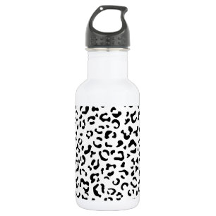 Leopard Print, Leopard Spots, Black And White Stainless Steel Water Bottle