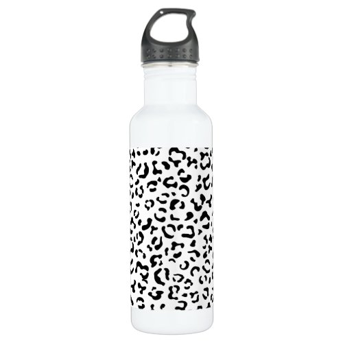 Leopard Print Leopard Spots Black And White Stainless Steel Water Bottle