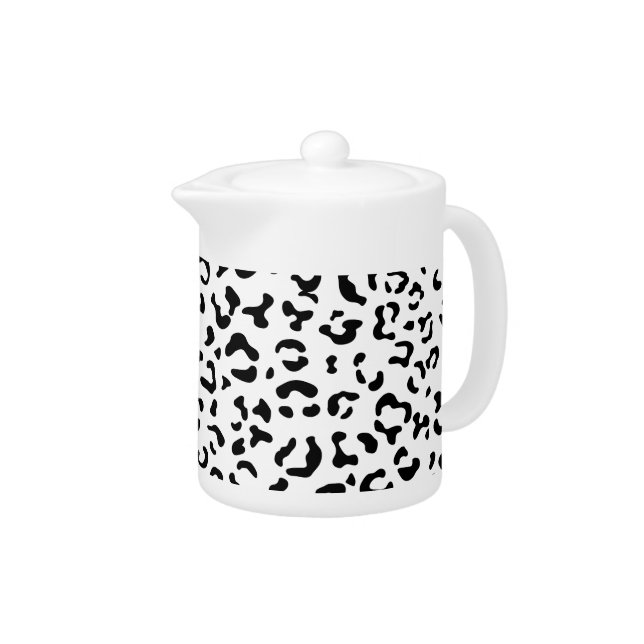 Leopard Print, Leopard Spots, Black And White Teapot (Right)