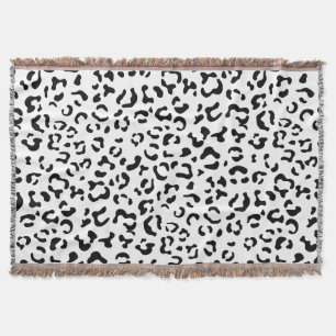 Leopard Print, Leopard Spots, Black And White Throw Blanket