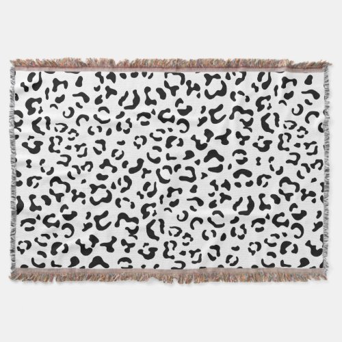 Leopard Print Leopard Spots Black And White Throw Blanket