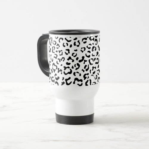 Leopard Print Leopard Spots Black And White Travel Mug