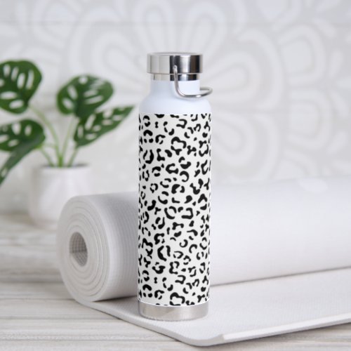 Leopard Print Leopard Spots Black And White Water Bottle