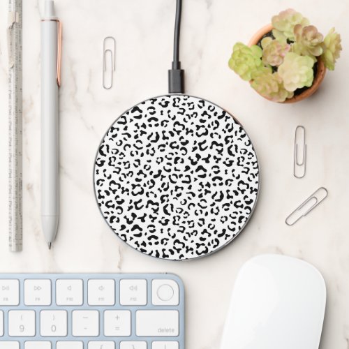 Leopard Print Leopard Spots Black And White Wireless Charger