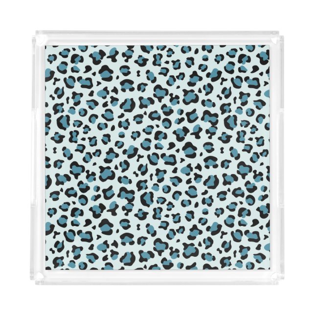 Leopard Print, Leopard Spots, Blue Leopard Acrylic Tray (Front)