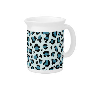 Leopard Print, Leopard Spots, Blue Leopard Beverage Pitcher