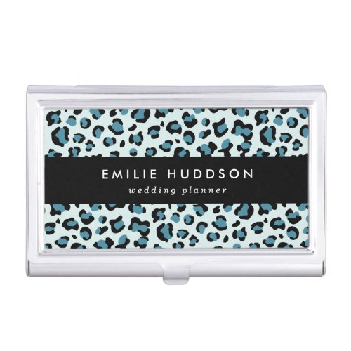 Leopard Print Leopard Spots Blue Leopard Business Card Case