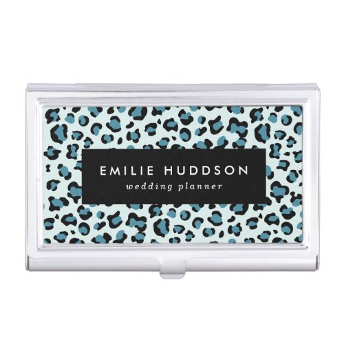 Leopard Print Leopard Spots Blue Leopard Business Card Case