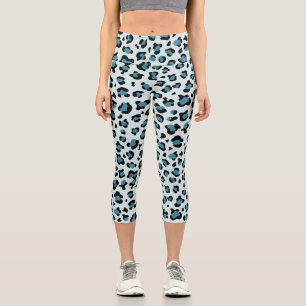 Leopard Print, Leopard Spots, Blue Leopard Capri Leggings