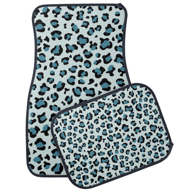 Leopard Print, Leopard Spots, Blue Leopard Car Floor Mat (Set)