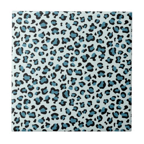 Leopard Print Leopard Spots Blue Leopard Ceramic Tile