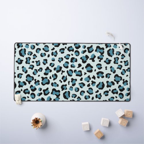 Leopard Print Leopard Spots Blue Leopard Desk Mat