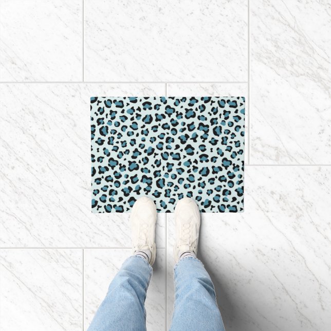 Leopard Print, Leopard Spots, Blue Leopard Doormat (Indoor)