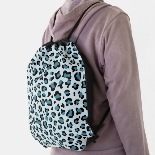 Leopard Print Leopard Spots Blue Leopard Drawstring Bag