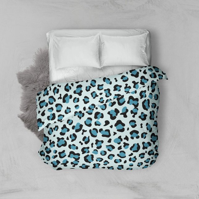 Leopard Print, Leopard Spots, Blue Leopard Duvet Cover (Creator Uploaded)