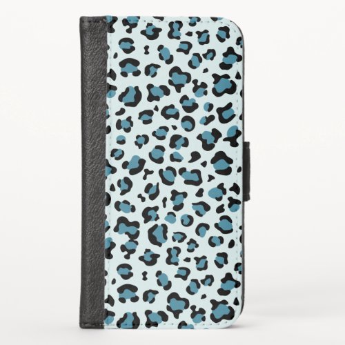 Leopard Print Leopard Spots Blue Leopard iPhone X Wallet Case