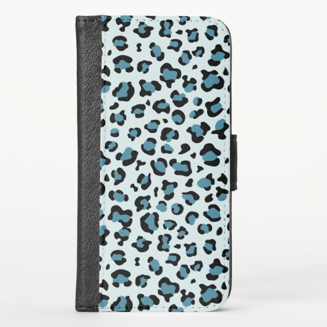 Leopard Print, Leopard Spots, Blue Leopard iPhone Wallet Case (Front)