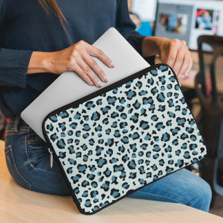 Leopard Print, Leopard Spots, Blue Leopard Laptop Sleeve