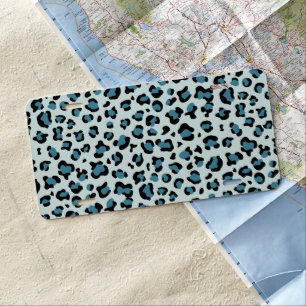 Leopard Print, Leopard Spots, Blue Leopard License Plate