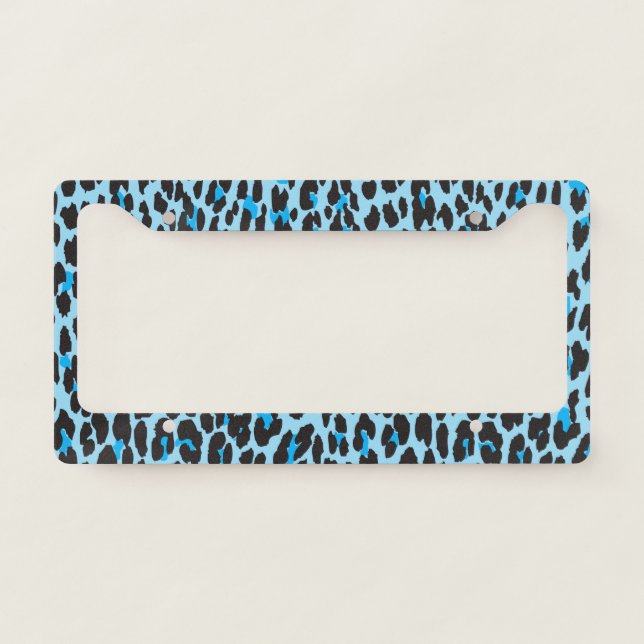 Leopard Print, Leopard Spots, Blue Leopard License Plate Frame (Front)