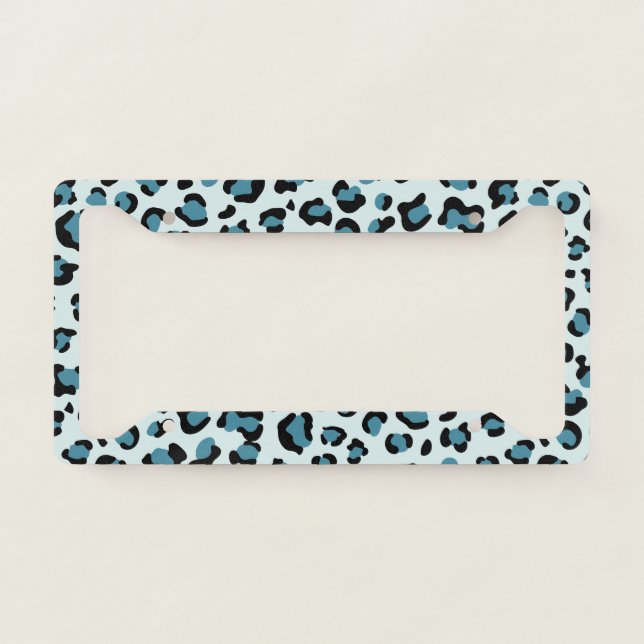 Leopard Print, Leopard Spots, Blue Leopard License Plate Frame (Front)