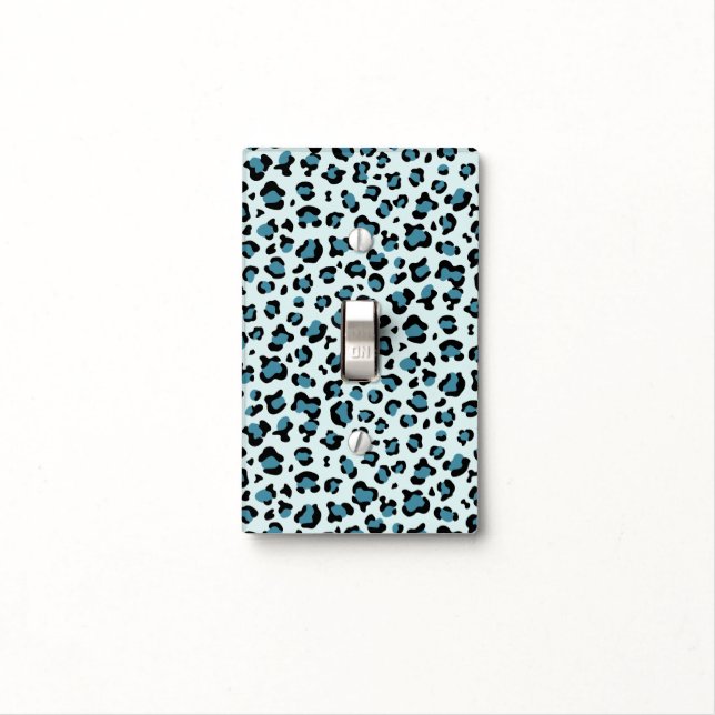 Leopard Print, Leopard Spots, Blue Leopard Light Switch Cover (In Situ)