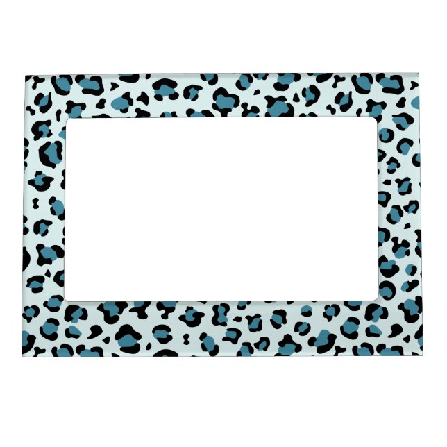 Leopard Print, Leopard Spots, Blue Leopard Magnetic Frame (Front)