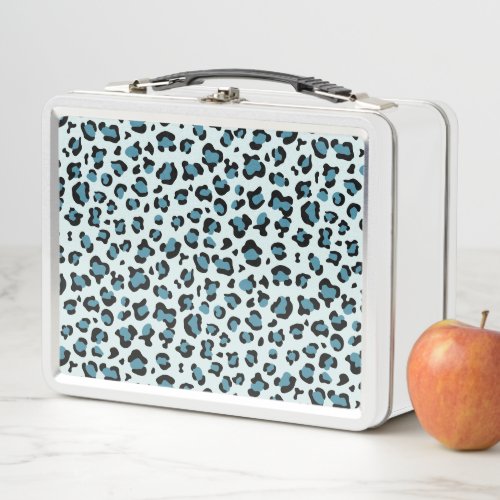 Leopard Print Leopard Spots Blue Leopard Metal Lunch Box