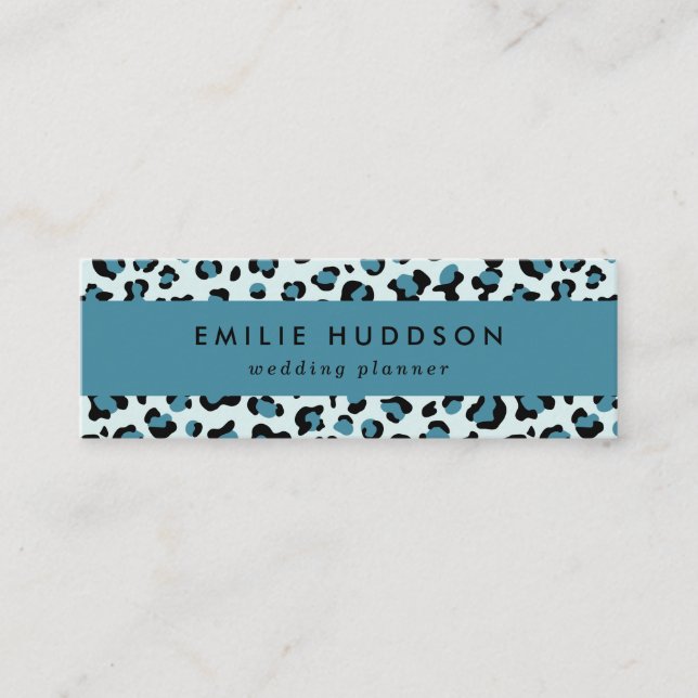 Leopard Print, Leopard Spots, Blue Leopard Mini Business Card (Front)