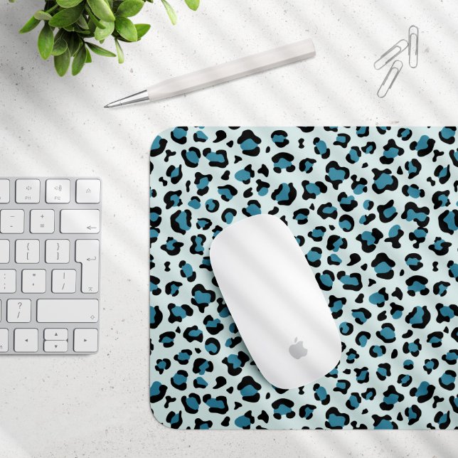 Leopard Print, Leopard Spots, Blue Leopard Mouse Pad (Creator Uploaded)