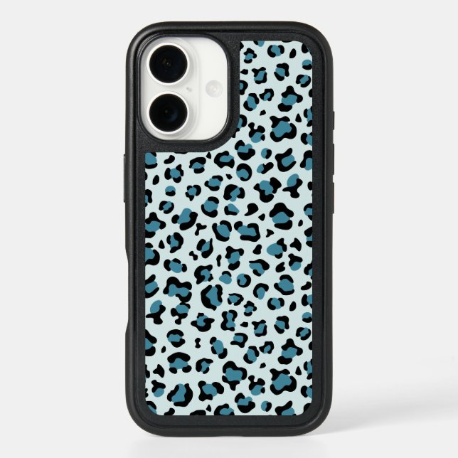 Leopard Print, Leopard Spots, Blue Leopard Otterbox iPhone Case (Back)
