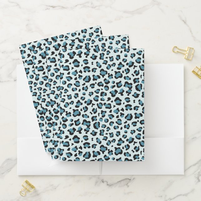 Leopard Print, Leopard Spots, Blue Leopard Pocket Folder (In Situ)