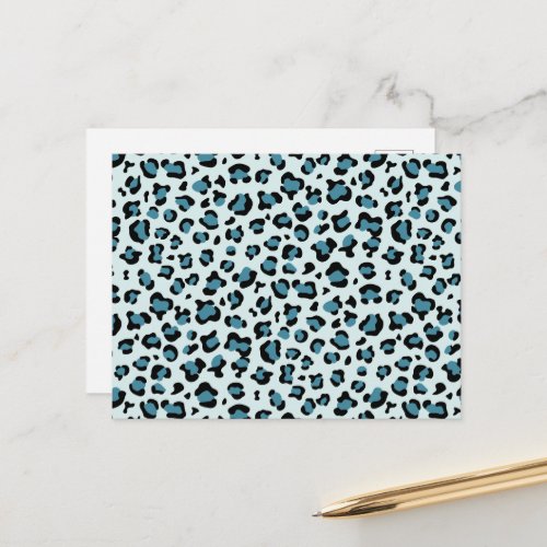 Leopard Print Leopard Spots Blue Leopard Postcard