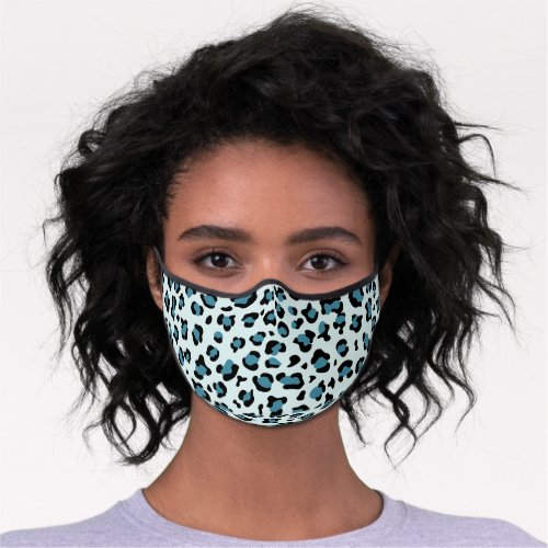 Leopard Print Leopard Spots Blue Leopard Premium Face Mask
