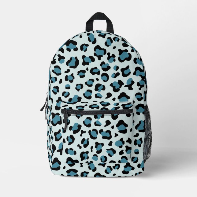 Leopard Print, Leopard Spots, Blue Leopard Printed Backpack (Front)