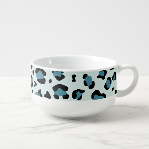 Leopard Print Leopard Spots Blue Leopard Soup Mug