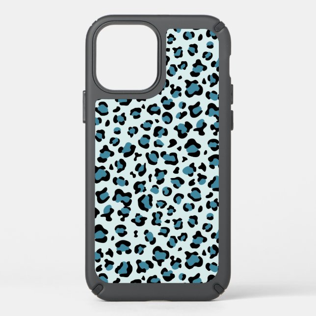 Leopard Print, Leopard Spots, Blue Leopard Speck iPhone 12 Case (Front)
