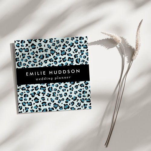 Leopard Print Leopard Spots Blue Leopard Square Business Card