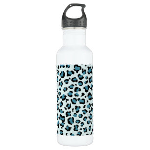 Leopard Print, Leopard Spots, Blue Leopard Stainless Steel Water Bottle