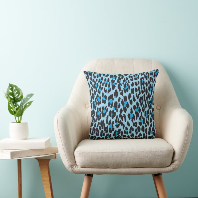 Leopard Print, Leopard Spots, Blue Leopard Throw Pillow (Chair)