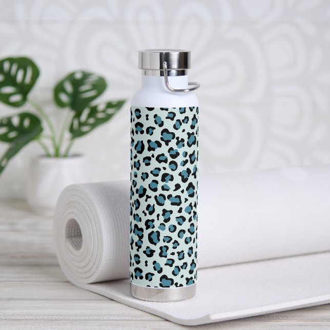 Leopard Print, Leopard Spots, Blue Leopard Water Bottle (Yoga)