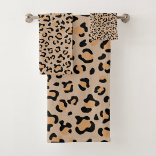 Leopard Print, Leopard Spots, Brown Leopard Bath Towel Set